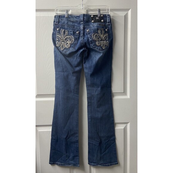 Miss Me Jeans Size 28 Blue Bling Western Rockabilly JP5748b Bootcut Low Rise - Picture 1 of 11